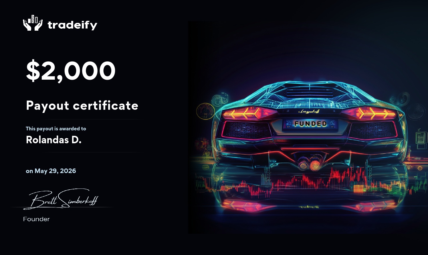 Tradeify payout certificate, 2026